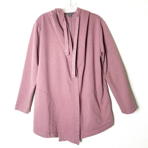 Eddie Bauer Women's Size Medium Mauve Open Front Cardigan with Hood and Pockets - Picture 1 of 11